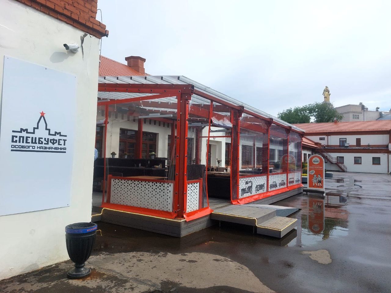 ПВХ шторы для летней террасы кафе в посёлке Рогнедино